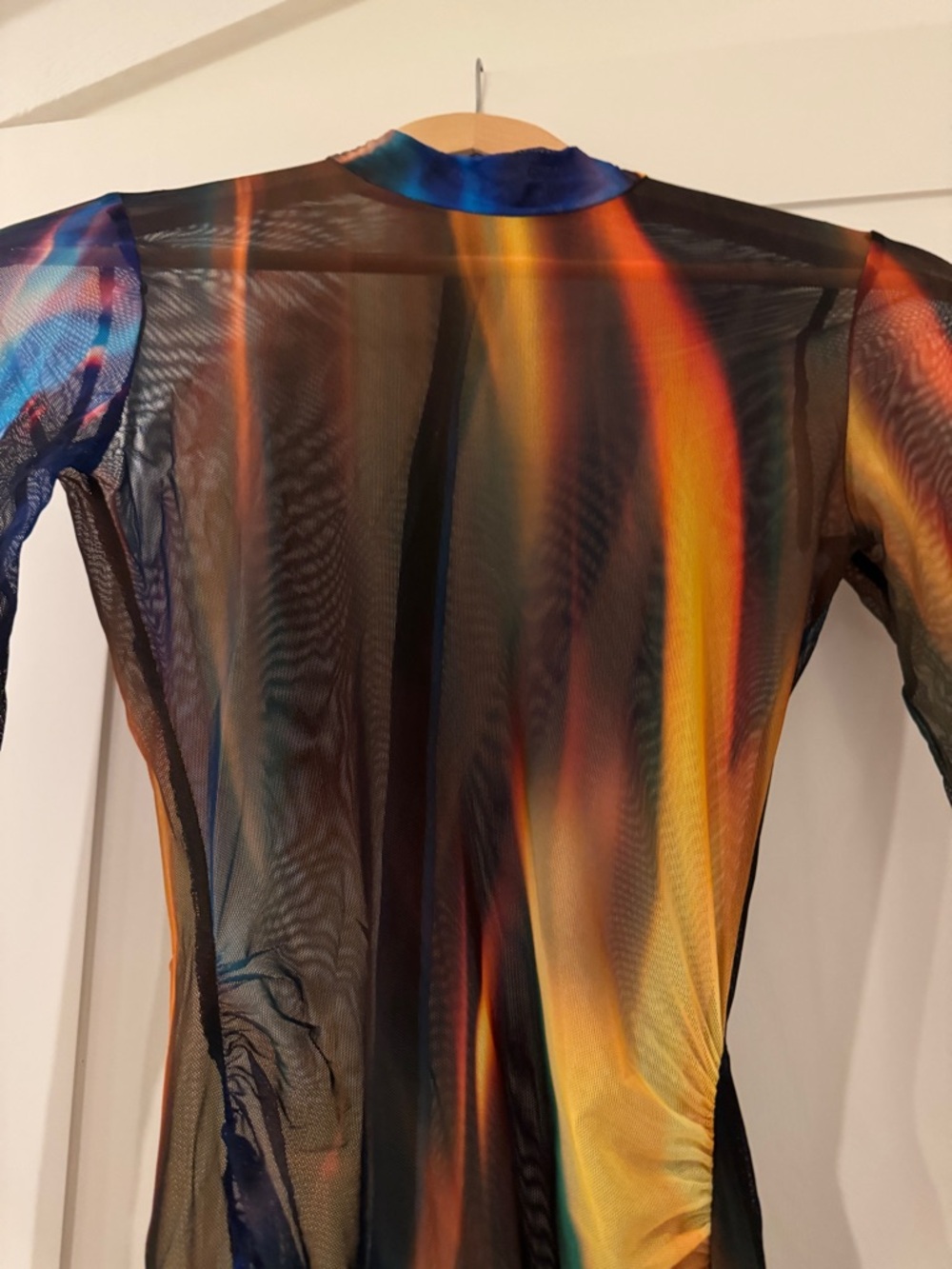 Asymmetrical Sheer Multi-Color Mesh Dress - Picture 4 of 5